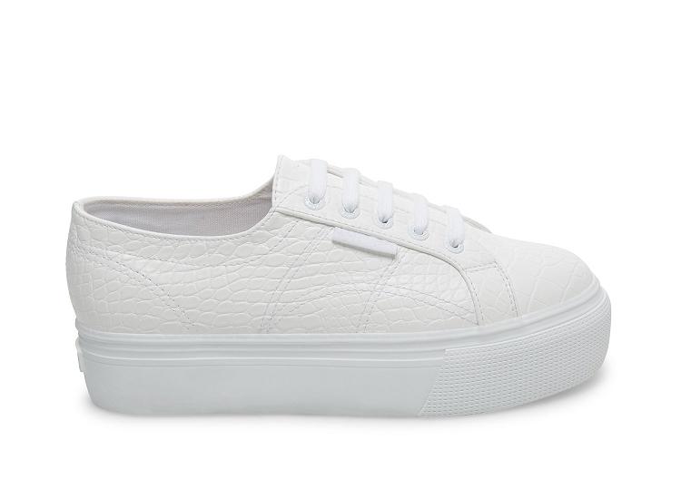 Superga 2790-Syntcrocodile Woven W White Crocodile - Womens Superga Leather Shoes